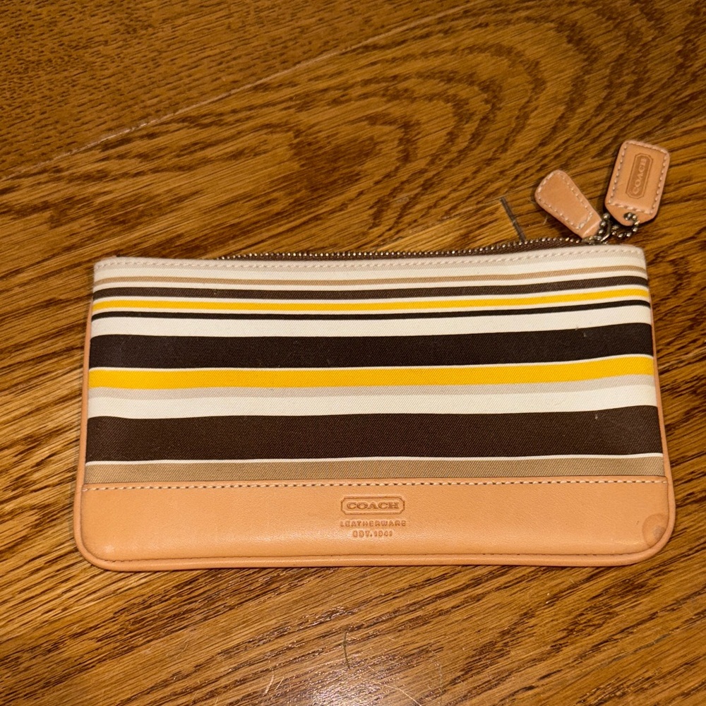 Coach Multicolor Striped zipper pouch